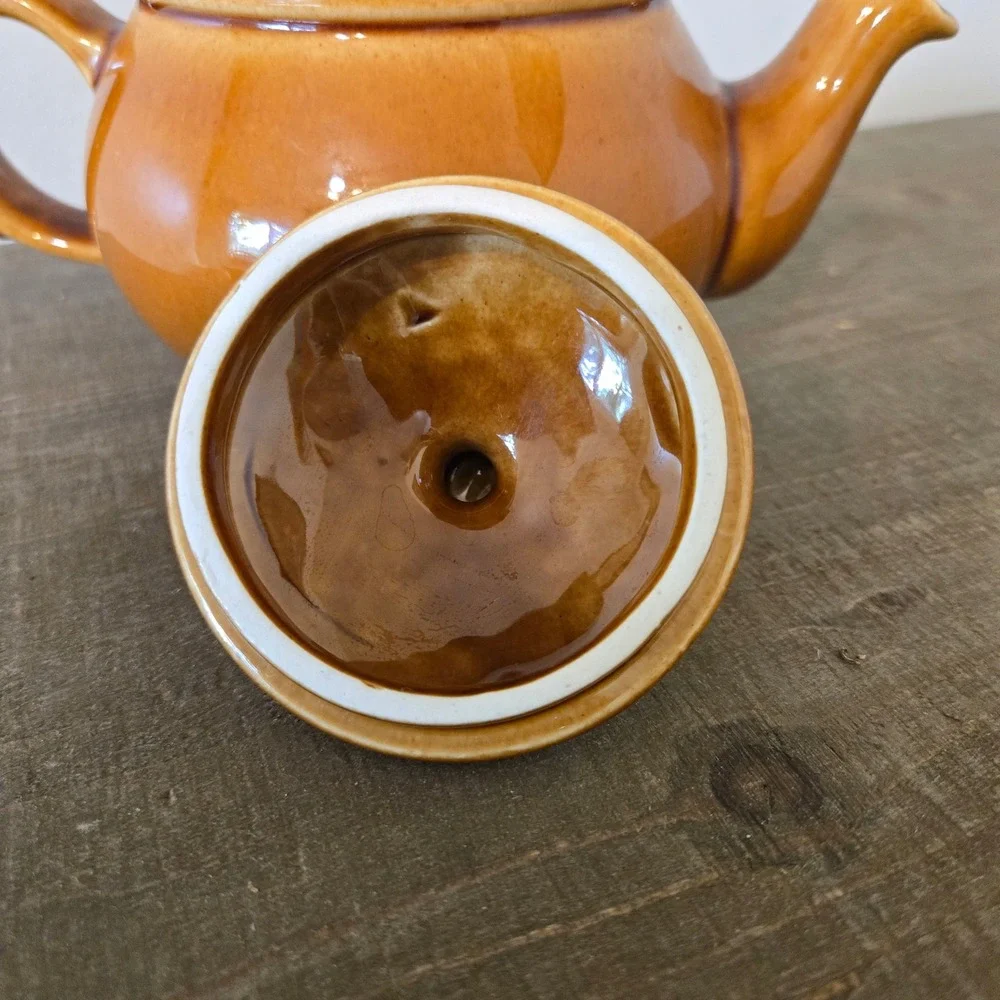 Vintage Waku West Germany Ceramic Teapot Caramel Brown Glossy Glaze 102/II